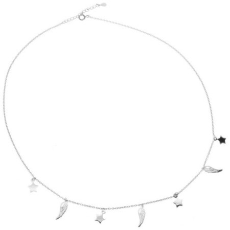 Strieborný náhrdelník - anjelské krídlo, hviezdička, dĺžka 43 až 46 cm | Argento.sk
