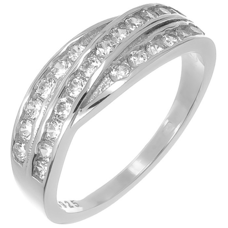 Strieborný prsteň - číre okrúhle zirkóny | Argento.sk