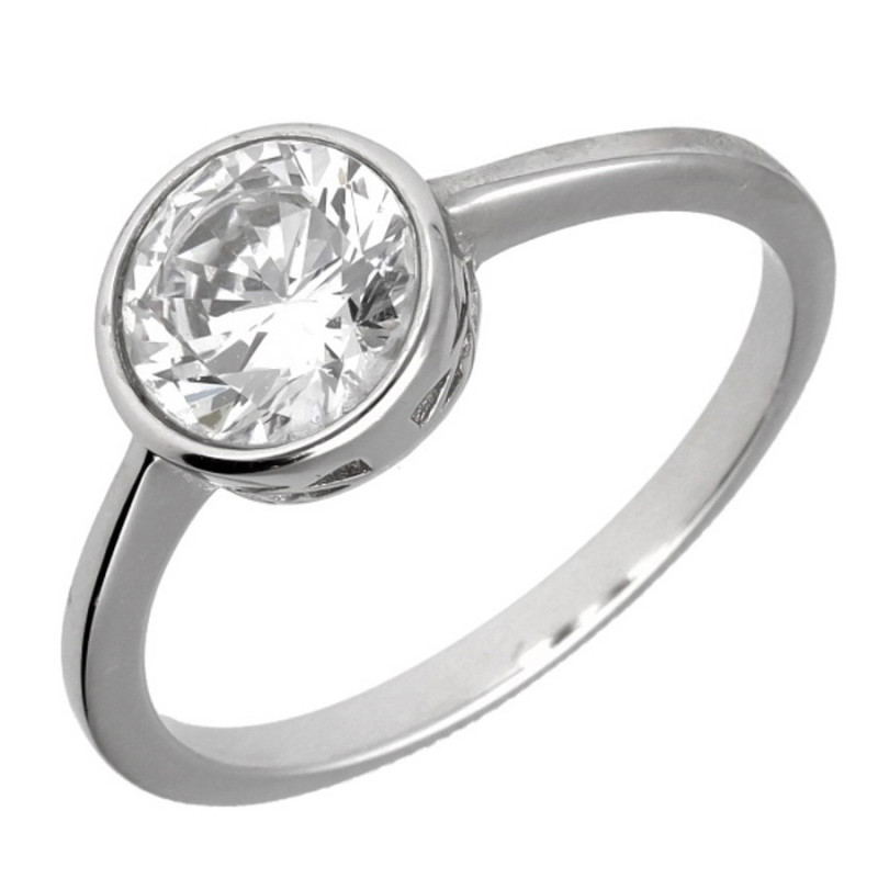 Strieborný prsteň - číry okrúhly zirkón | Argento.sk