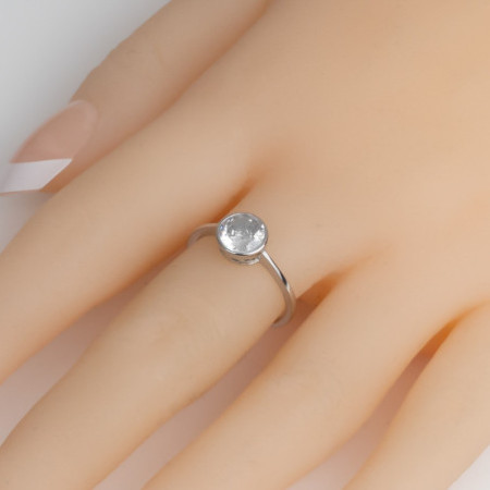 Strieborný prsteň - číry okrúhly zirkón | Argento.sk