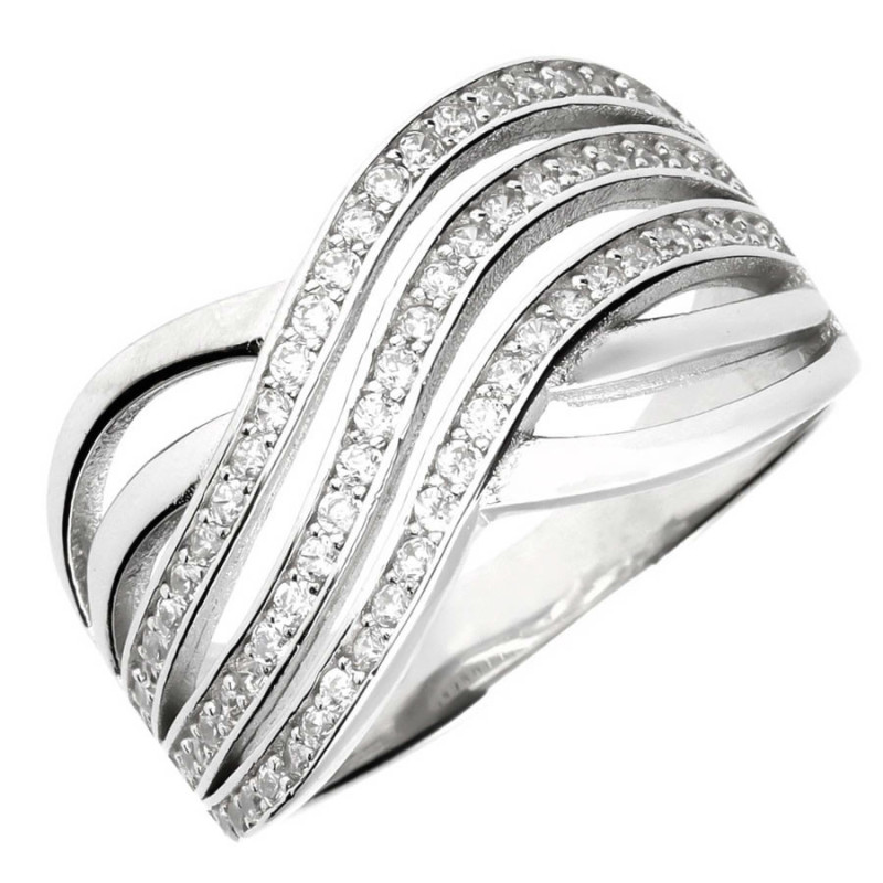 Strieborný prsteň - číre okrúhle zirkóny | Argento.sk