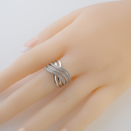 Strieborný prsteň - číre okrúhle zirkóny | Argento.sk