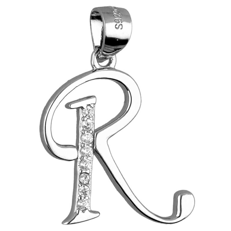 Strieborný prívesok - písmeno R, číre okrúhle zirkóny | Argento.sk