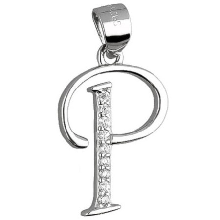 Strieborný prívesok - písmeno P, číre okrúhle zirkóny | Argento.sk