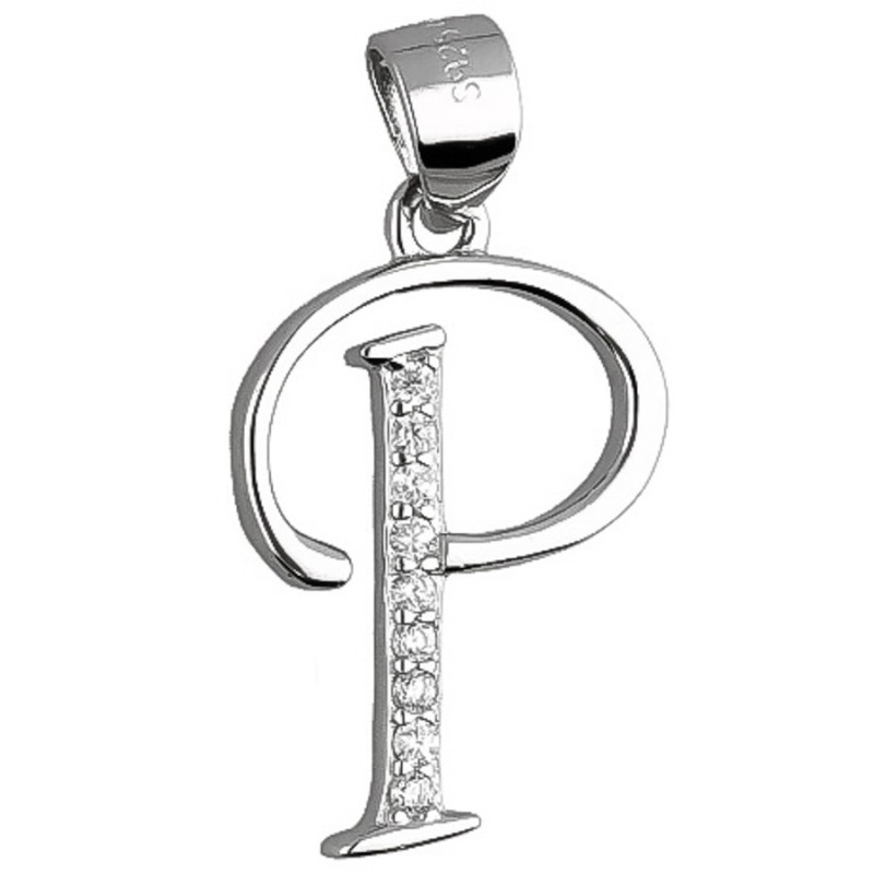 Strieborný prívesok - písmeno P, číre okrúhle zirkóny | Argento.sk