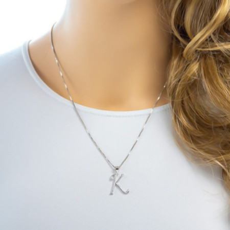 Strieborný prívesok - písmeno K, číre okrúhle zirkóny | Argento.sk