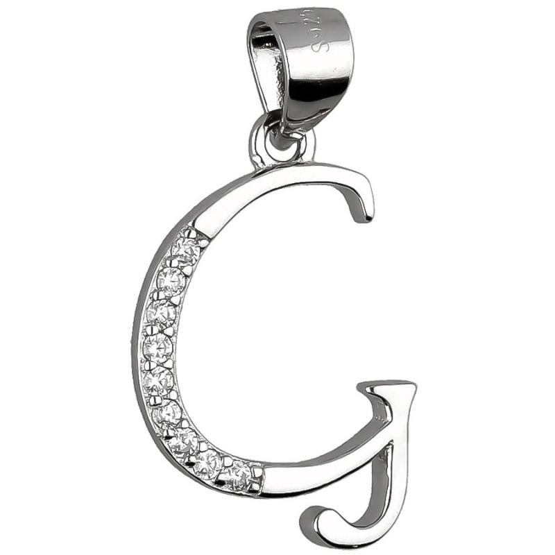 Strieborný prívesok - písmeno G, číre okrúhle zirkóny | Argento.sk