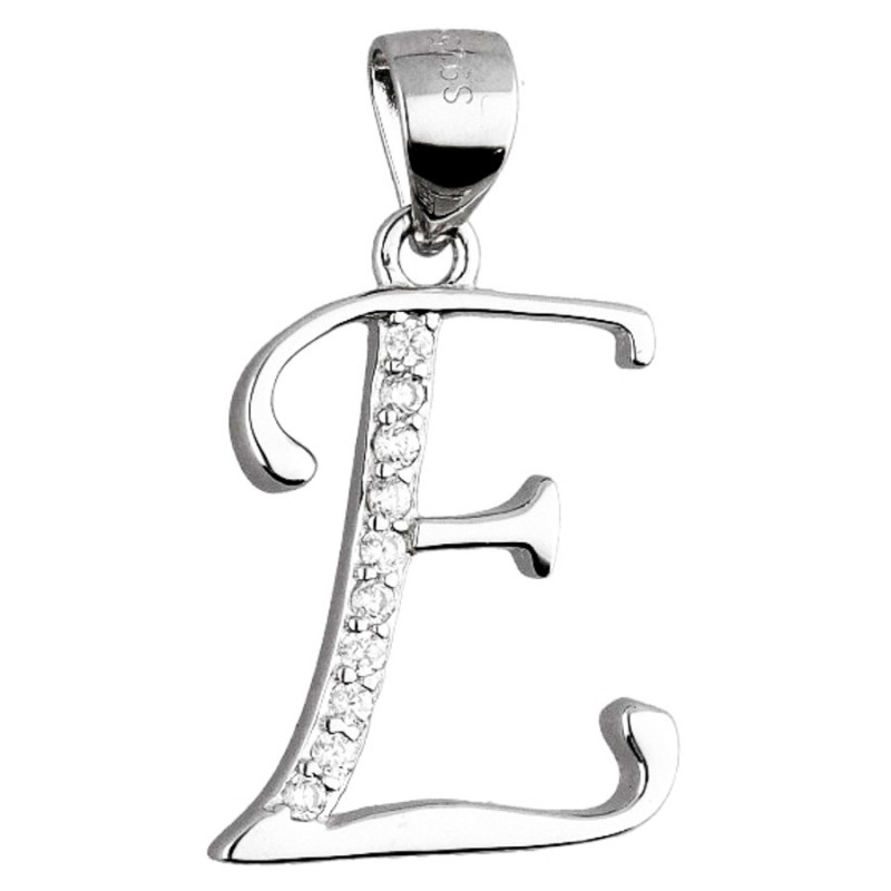 Strieborný prívesok - písmeno E, číre okrúhle zirkóny | Argento.sk
